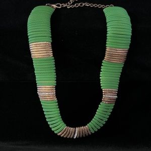 GREEN WITH ENVY MINI-BEADED GREEN AND GOLD CHOKER NECKLACE